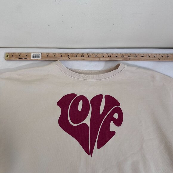 J.Crew Love Heart Graphic Sweatshirt — Cream, Women’s Large - Picture 4 of 6
